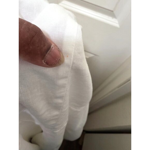 GAP Women's 12 White 100%Linen V-Neck Sleeveless Summer Midi Dress Empire Waist - Picture 10 of 12